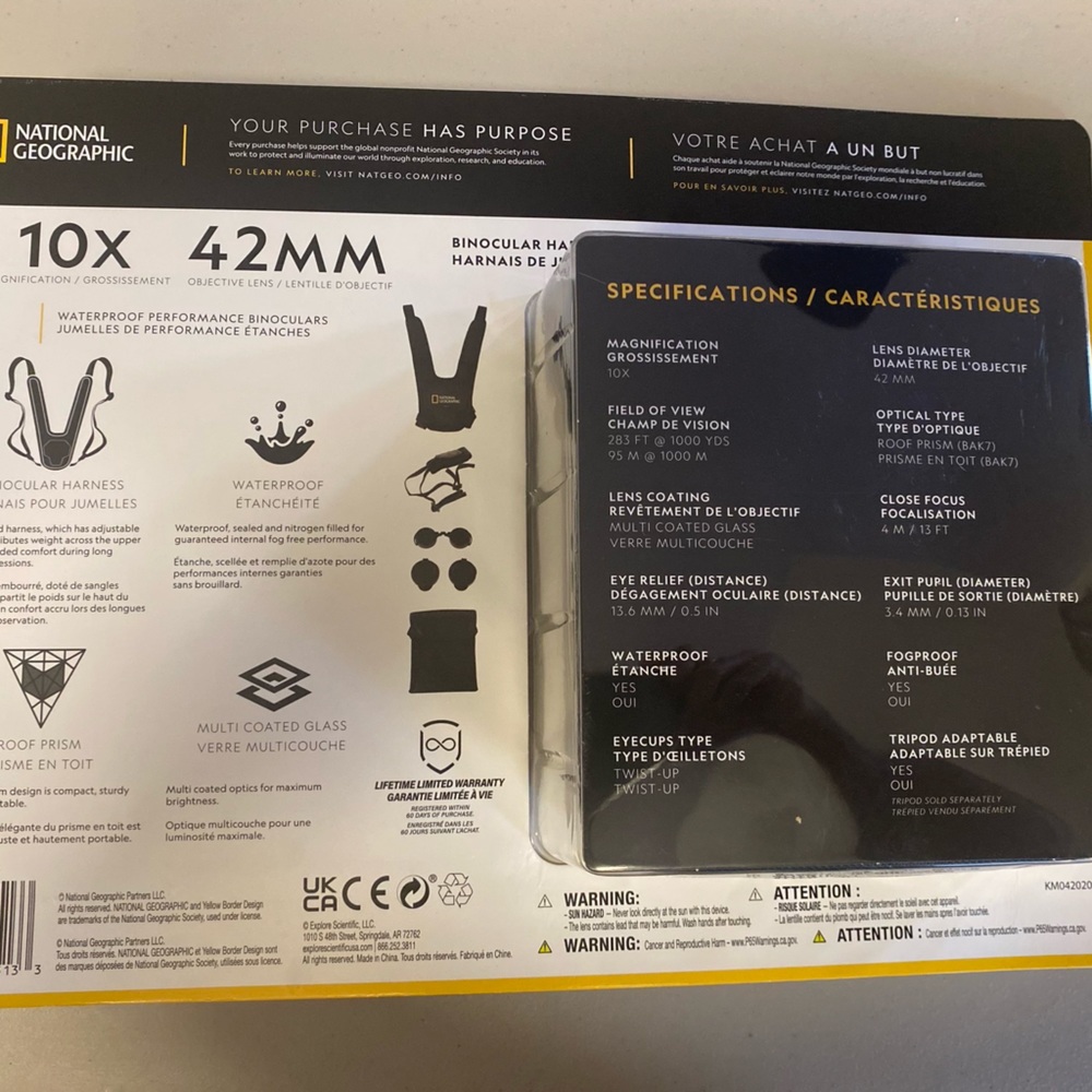National Geographic 10x 42mm Waterproof Performance Binoculars NEW SEALED!